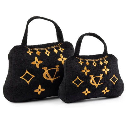 Plush Dog Toy |Chewy Vuiton Noir Purse Crown of Gold