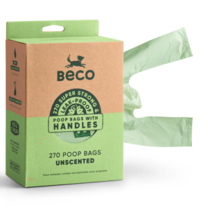 BECO Super-Strong Extra-large Unscented Poop Bags with Handles | Box Dispenser