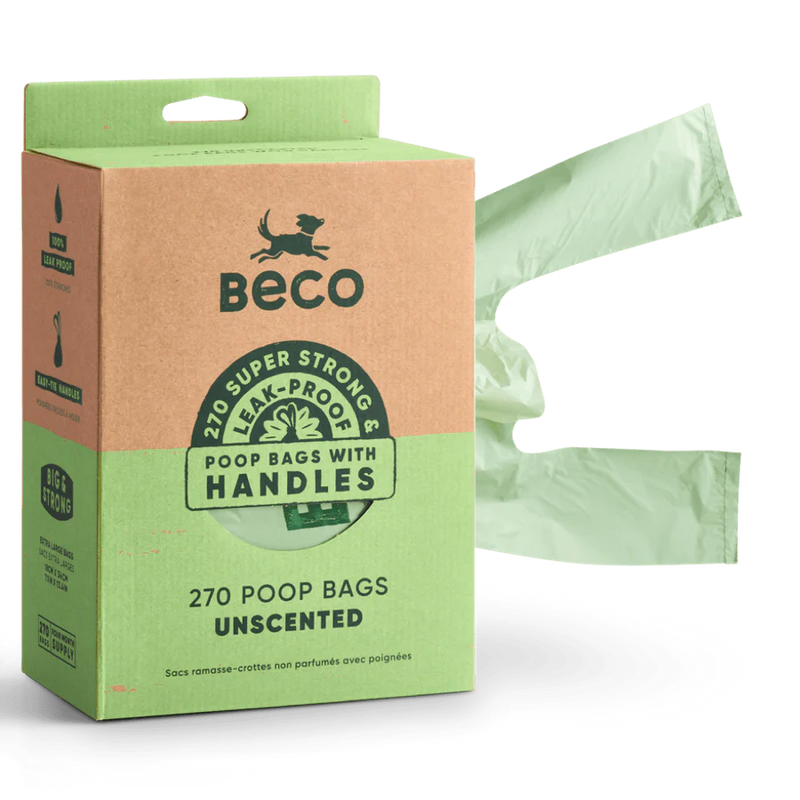 BECO Super-Strong Extra-large Unscented Poop Bags with Handles | Box Dispenser