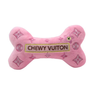 Plush Dog Toy | Pink checker; Chewy Vuiton Bone