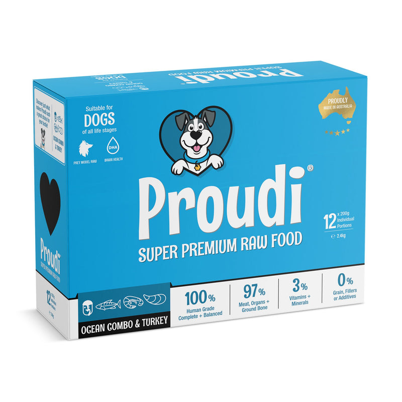 Proudi Frozen Raw Dog Food | Ocean Combo & Turkey