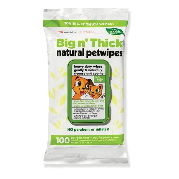 Petkin Big n' Thick Natural Petwipes | 100 Pack